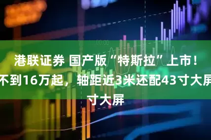 港联证券 国产版“特斯拉”上市！不到16万起，轴距近3米还配43寸大屏
