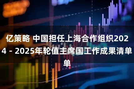 亿策略 中国担任上海合作组织2024－2025年轮值主席国工作成果清单